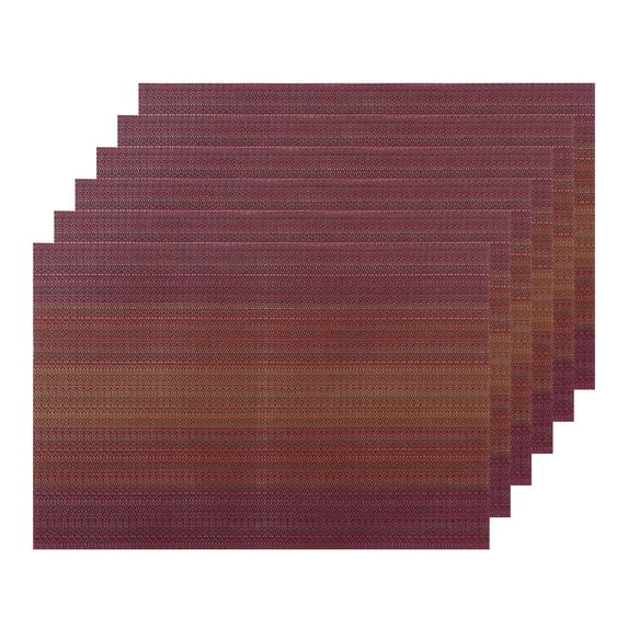 Unique Bargains Placemats Set of 6 Vinyl Place Mats for Dining Table Weave Table Mats 18" x 12" DarkRed