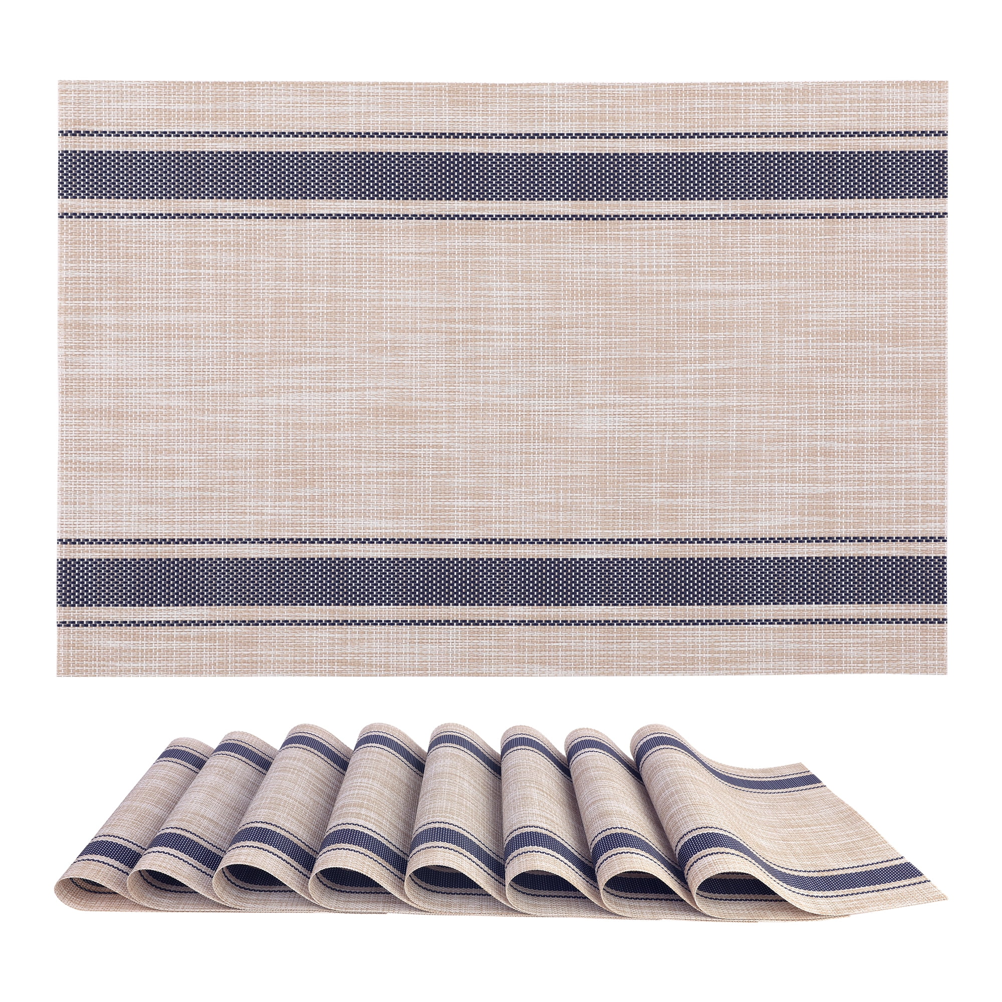 Unique Bargains Placemats Set of 6 Vinyl Placemats Blue