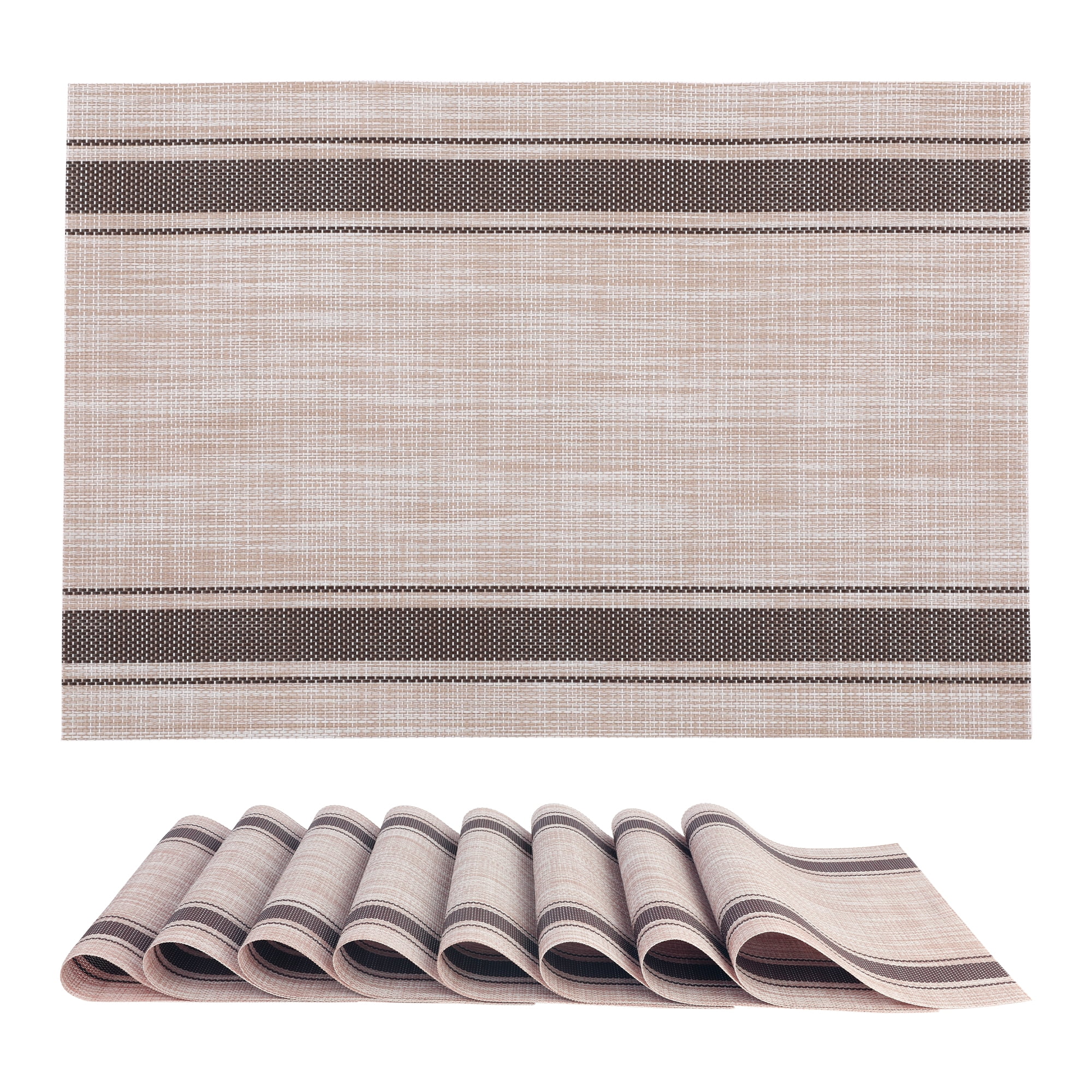 Unique Bargains Placemats Set of 6 Vinyl Placemats Coffee