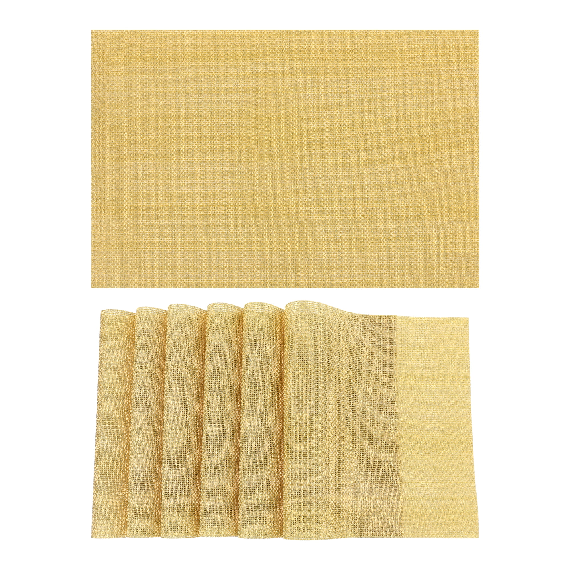 Unique Bargains Placemats Set of 6 Washable Placemats for Dining Table Decor Gold