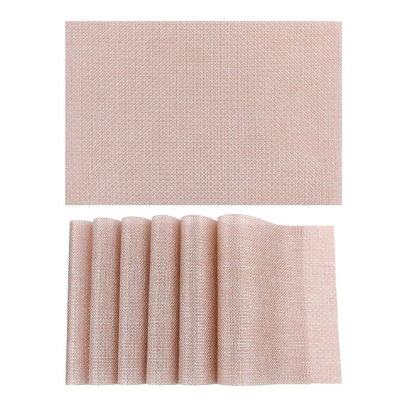 Unique Bargains Placemats Set of 6 Washable Placemats for Dining Table Decor Pink