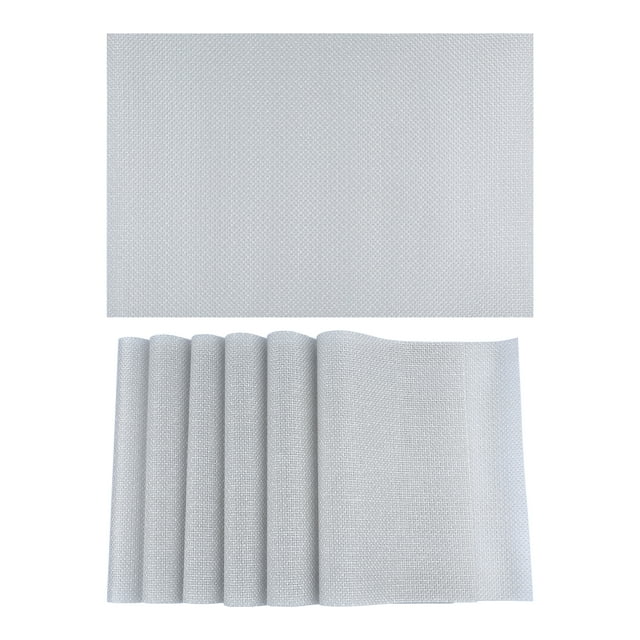 Unique Bargains Placemats Set of 6 Washable Placemats for Dining Table Decor Silver