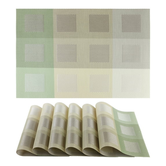 Unique Bargains Placemats Set of 6 for Dining Table Decor Washable Table Mat Gray Green