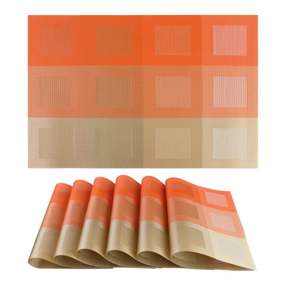 Unique Bargains Placemats Set of 6 for Dining Table Decor Washable Table Mat Gray Orange