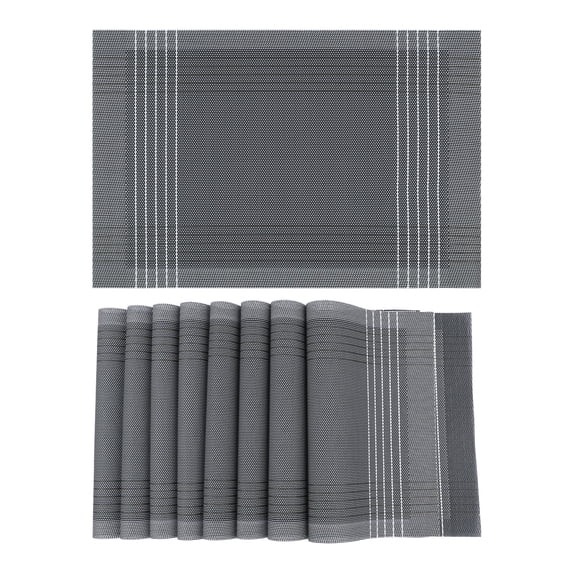 Unique Bargains Placemats Set of 8 for Dining Table Indoor Decor Kitchen Mat Gray