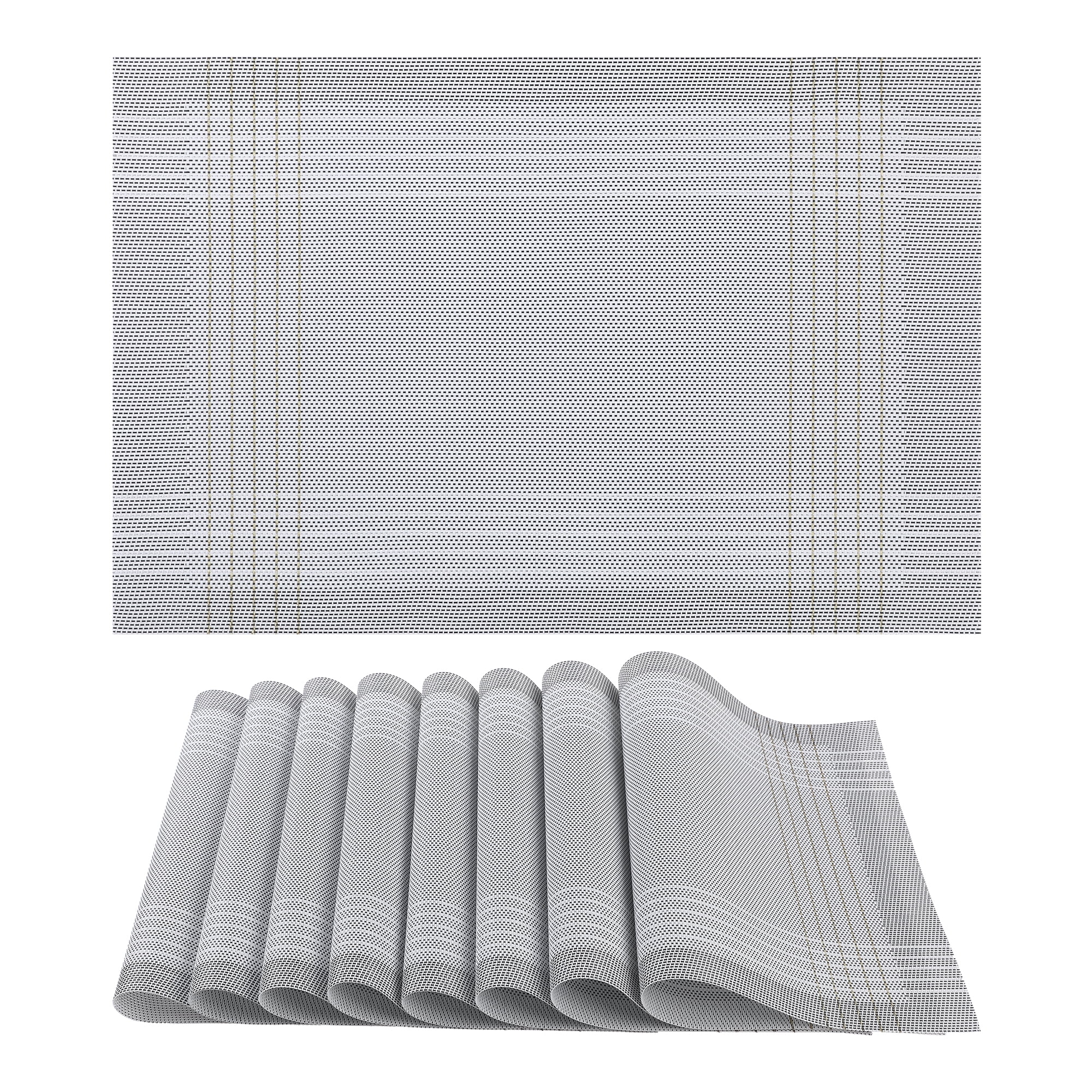 Unique Bargains Placemats Set of 8 for Dining Table Indoor Decor Kitchen Mat Light Gray