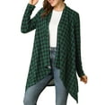 thumbnail image 1 of Unique Bargains Plaid Asymmetric Kimono Open Front Loose Cardigan (Women's), 1 of 7