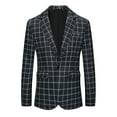 thumbnail image 1 of Unique Bargains Plaid Blazers for Men's Notch Lapel Contrasting Color Checked Sports Coats XL Black, 1 of 6
