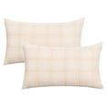 thumbnail image 1 of Unique Bargains Plaid Decorative Throw Pillow Covers Pack of 2 Beige 20" x 12", 1 of 7