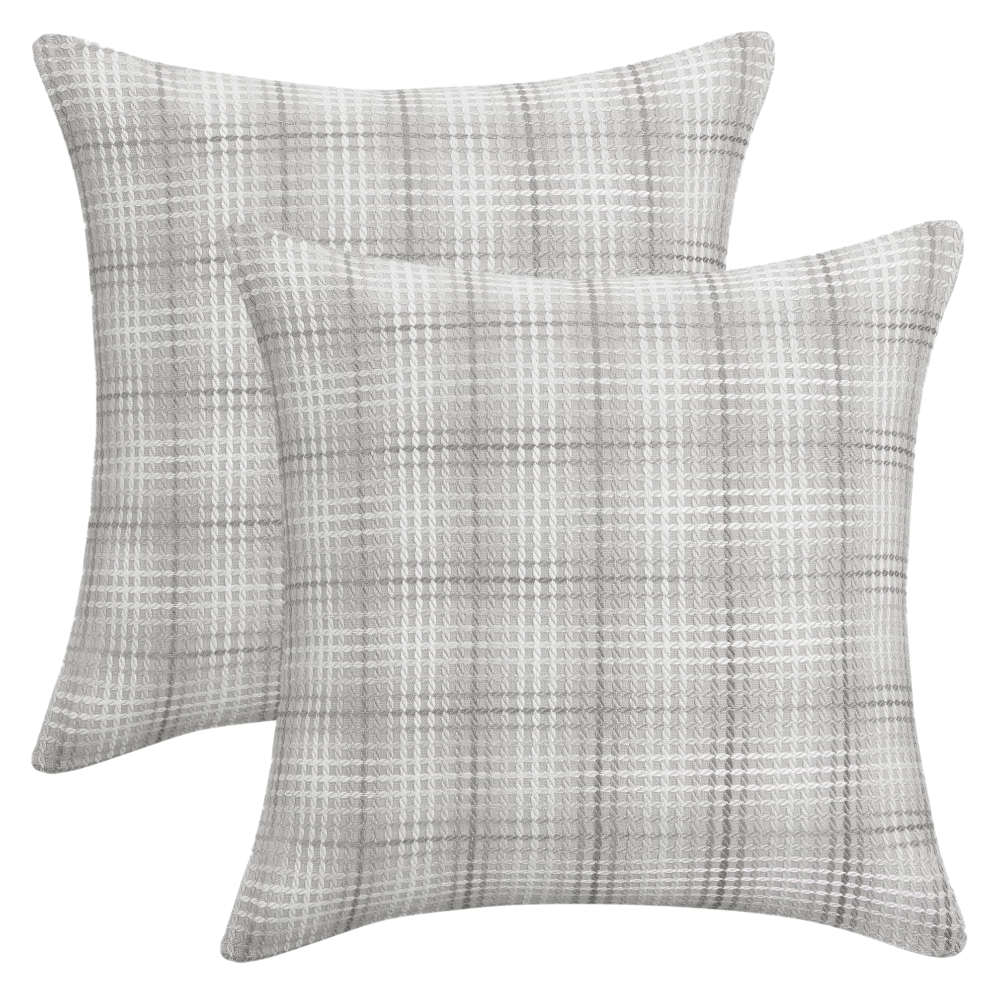 Unique Bargains Plaid Decorative Throw Pillow Covers Pack of 2 Grey 16" x 16"