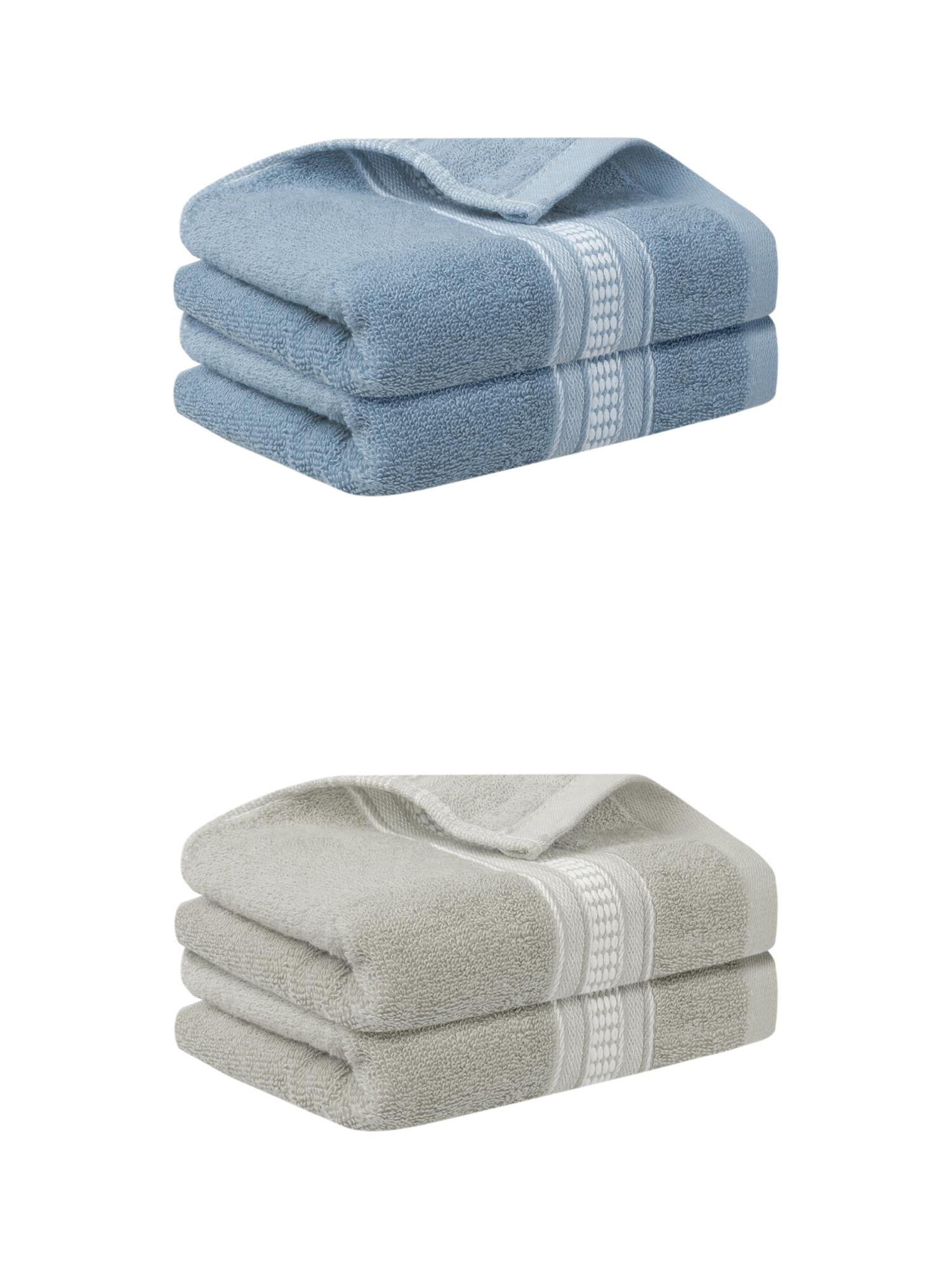 Unique Bargains Plaid Pattern Hand Towels Comfort and Quick Drying Towel for Bathroom Blue 14" x 30" Blue/Light Gray 14" x 30"