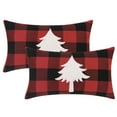 thumbnail image 1 of Unique Bargains Plaid Print Throw Decorative Pillow Covers Farmhouse Pillowcase Pack of 2 Tree 12" x 20", 1 of 6