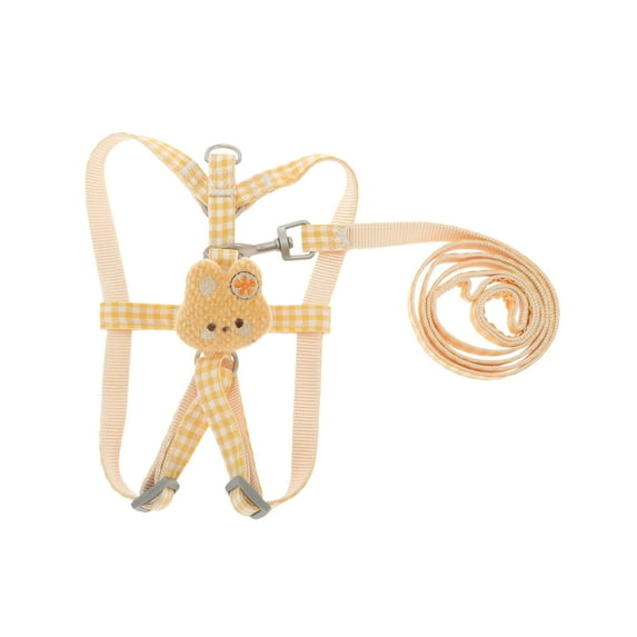 Unique Bargains Plaid Rabbit Pet Leash Kit Durable Dog Leash Kit for Dog Medium Yellow