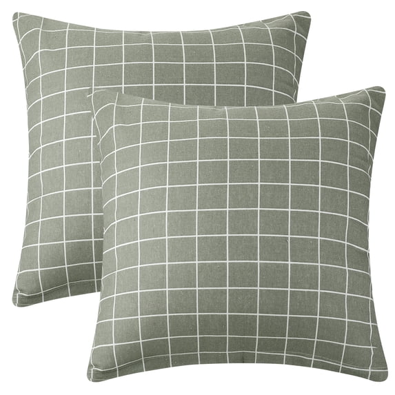 Unique Bargains Plaid Throw Pillow Covers Square Linen Cushion Pillowcase Grey 16" x 16"