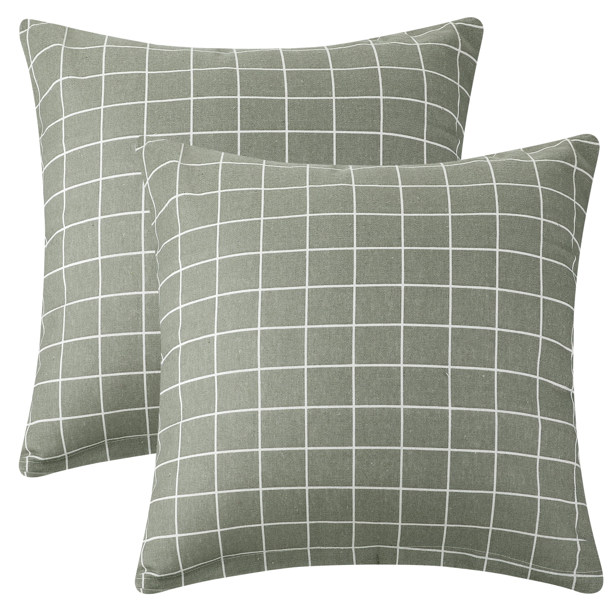 Unique Bargains Plaid Throw Pillow Covers Square Linen Cushion Pillowcase Grey 20" x 20"