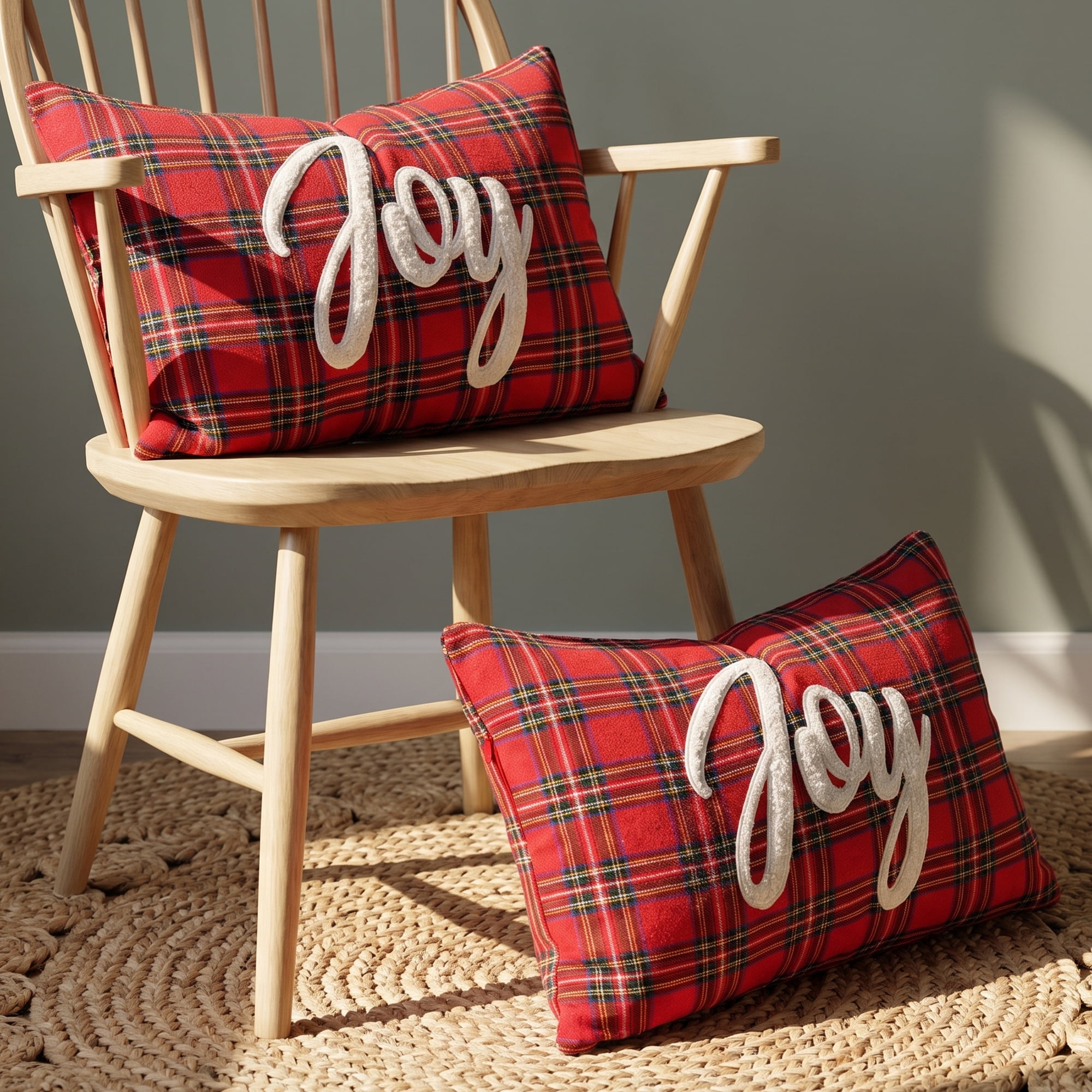 Unique Bargains Plaid Throw Pillow Covers Tartan Cushion Cases Red Tartan Joy 20"x12"