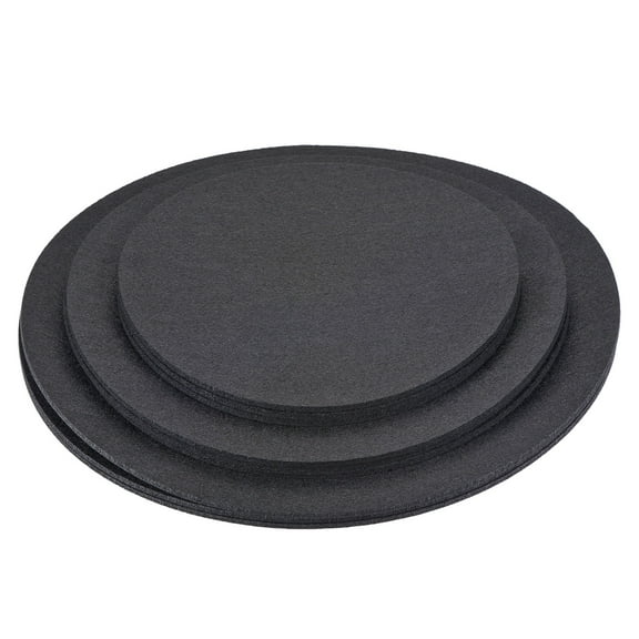 Unique Bargains Plant Coaster Reversible Absorbent Round Felt Pad Mats Set Black