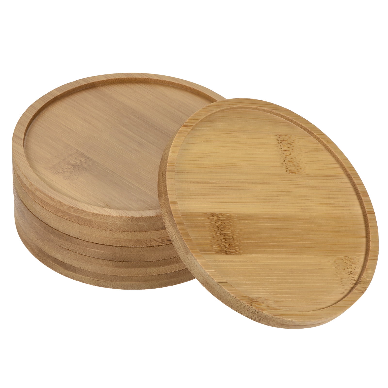 Unique Bargains Plant Pot Saucers Bamboo Round Flower Drip Tray for