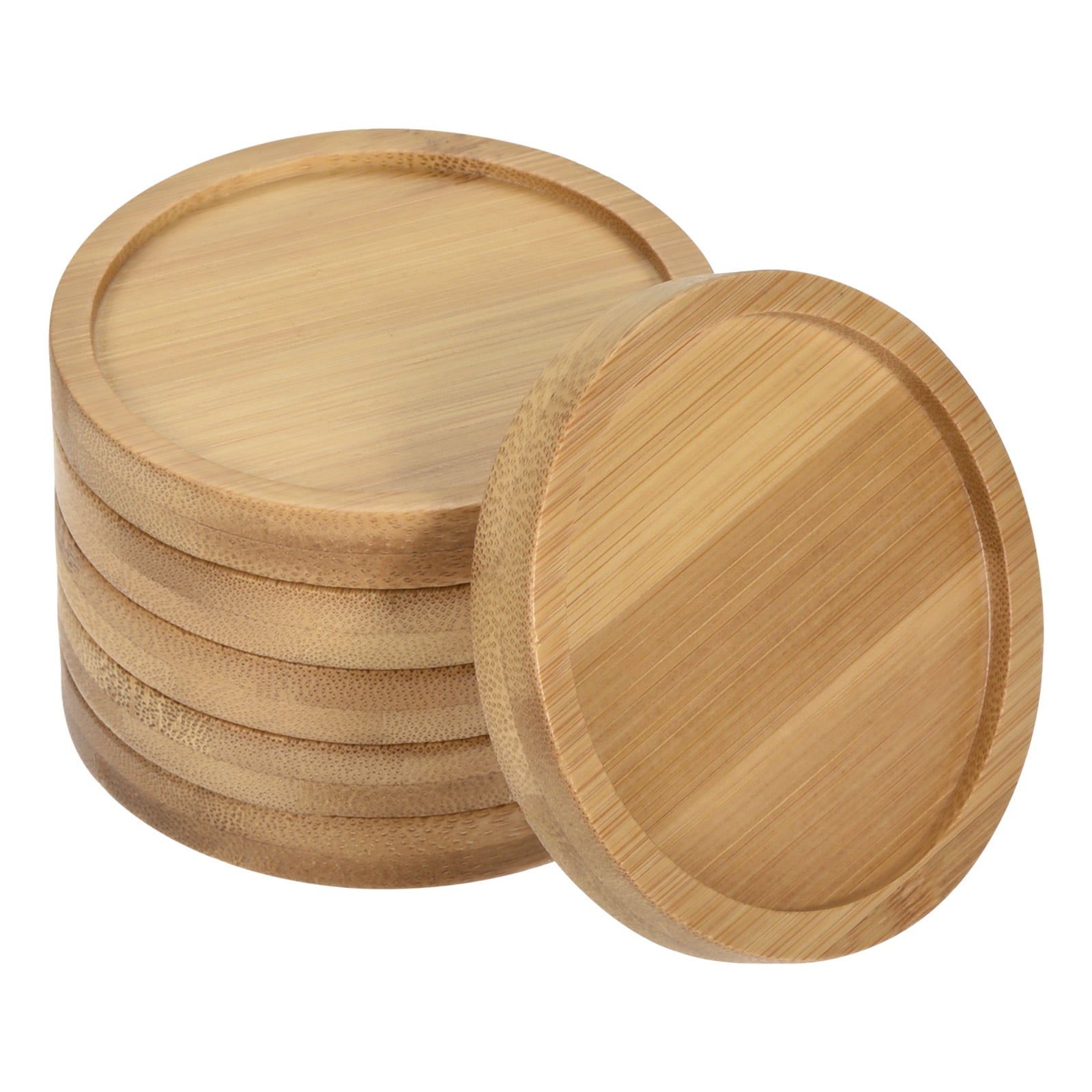 Unique Bargains Plant Pot Saucers Bamboo Round Flower Drip Tray for