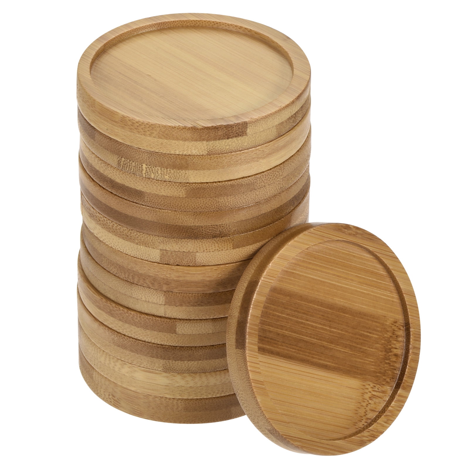 Unique Bargains Plant Pot Saucers OD Bamboo Round Flower Drip Tray for