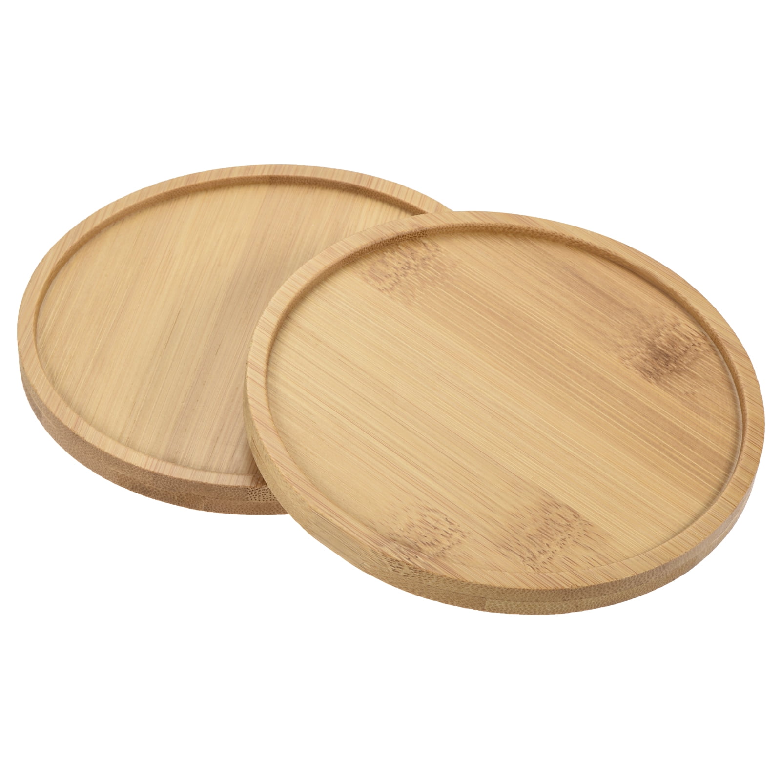 Unique Bargains Plant Pot Saucers OD Bamboo Round Flower Drip Tray for