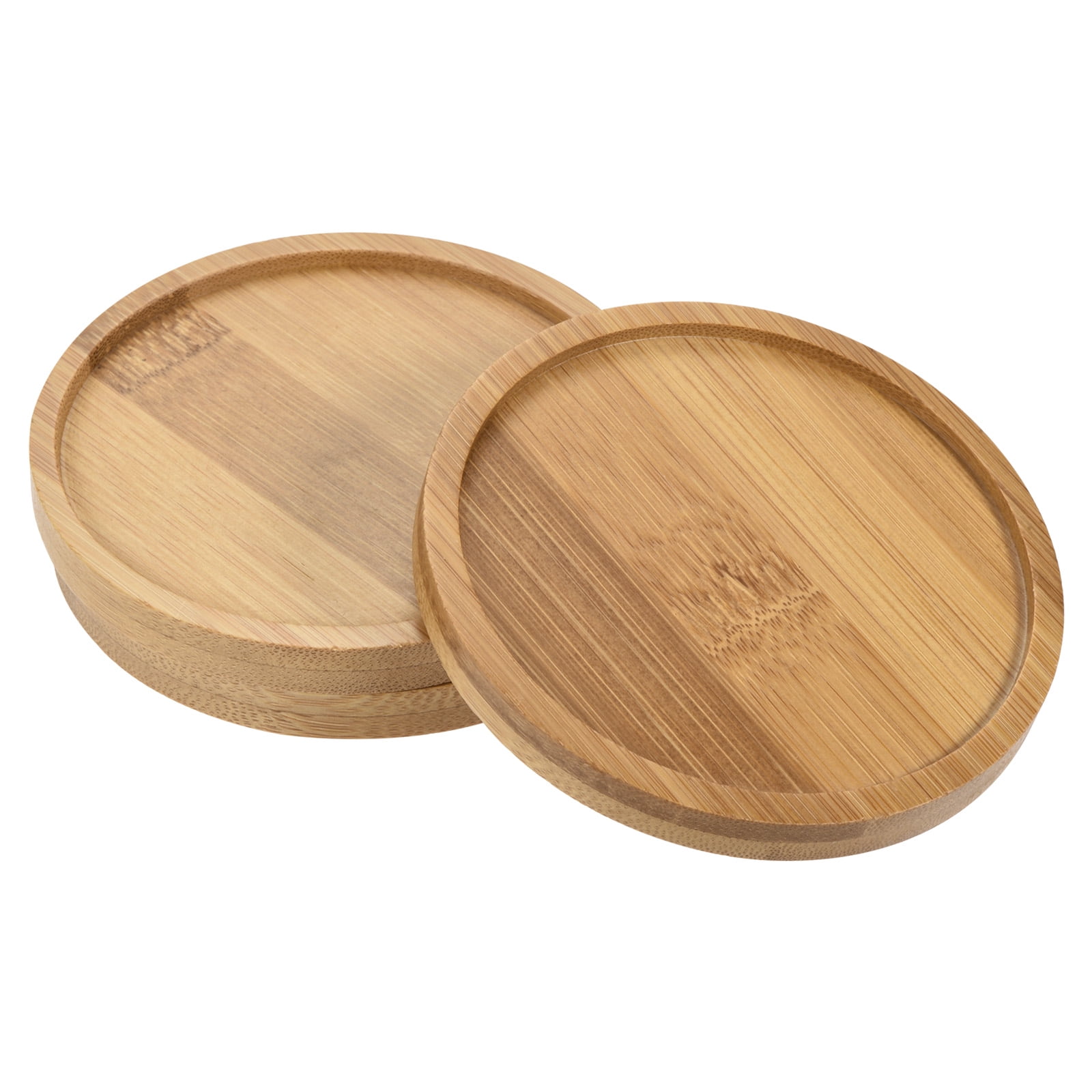 Unique Bargains Plant Pot Saucers OD Bamboo Round Flower Drip Trays for