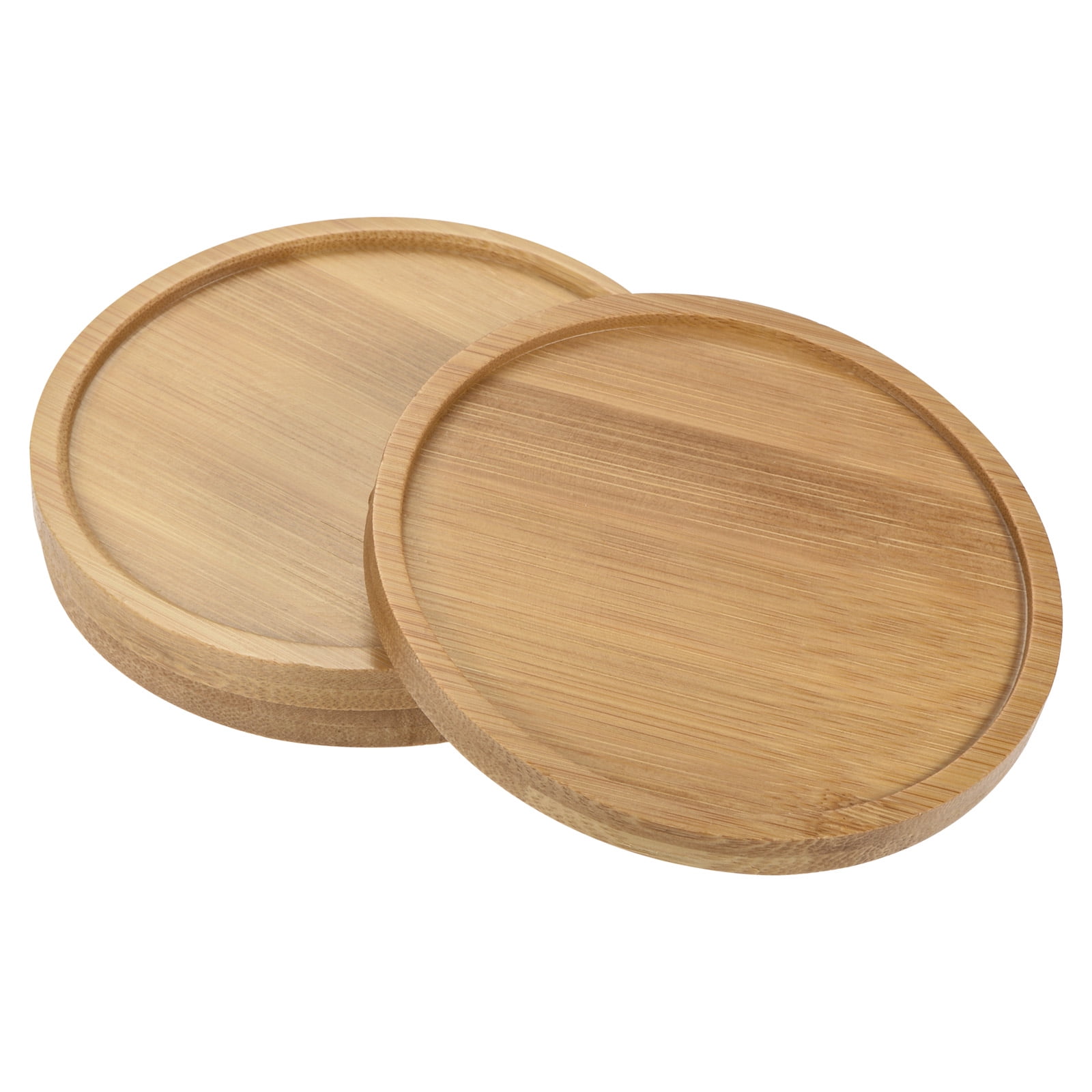Unique Bargains Plant Pot Saucers OD Bamboo Round Flower Drip Trays for