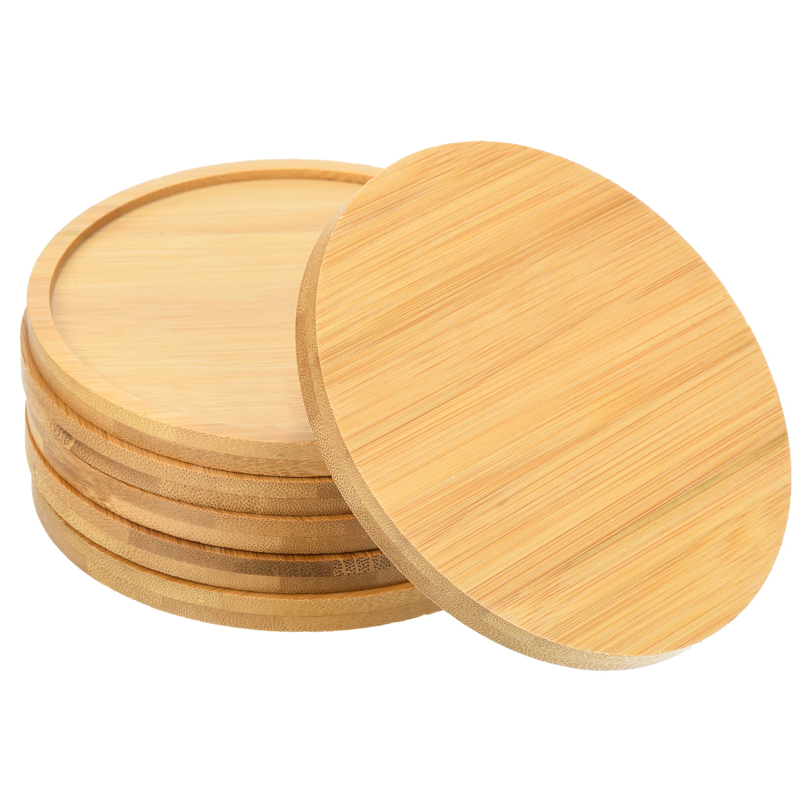 Unique Bargains Plant Saucer Bamboo Planter Saucer Drip Tray Round Plant Trays 13cm 6pk