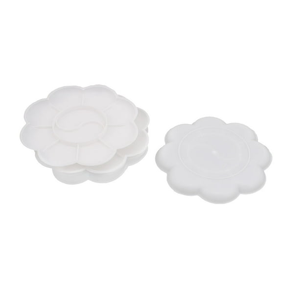 Unique Bargains Plastic 10 Well Artist Paint Painting Mixing Palette Plate Disk Trays 5pcs White
