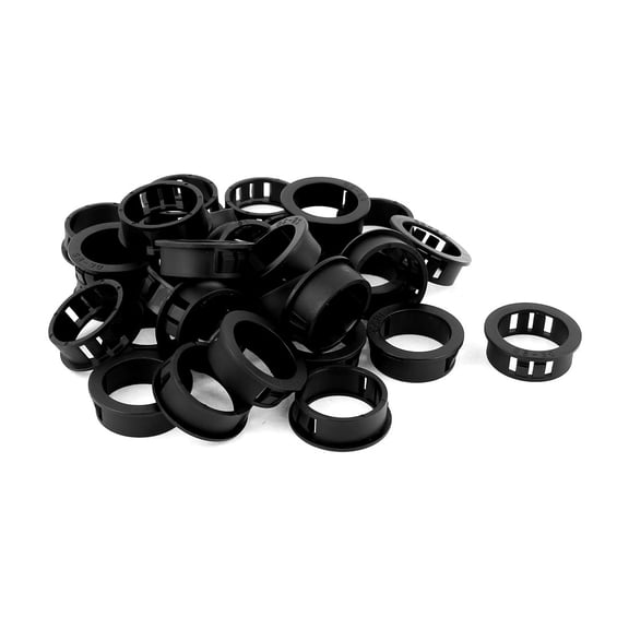 Unique Bargains Plastic 30mm Cable Hose Snap Locking Bushing Protective Grommet 30Pcs Black