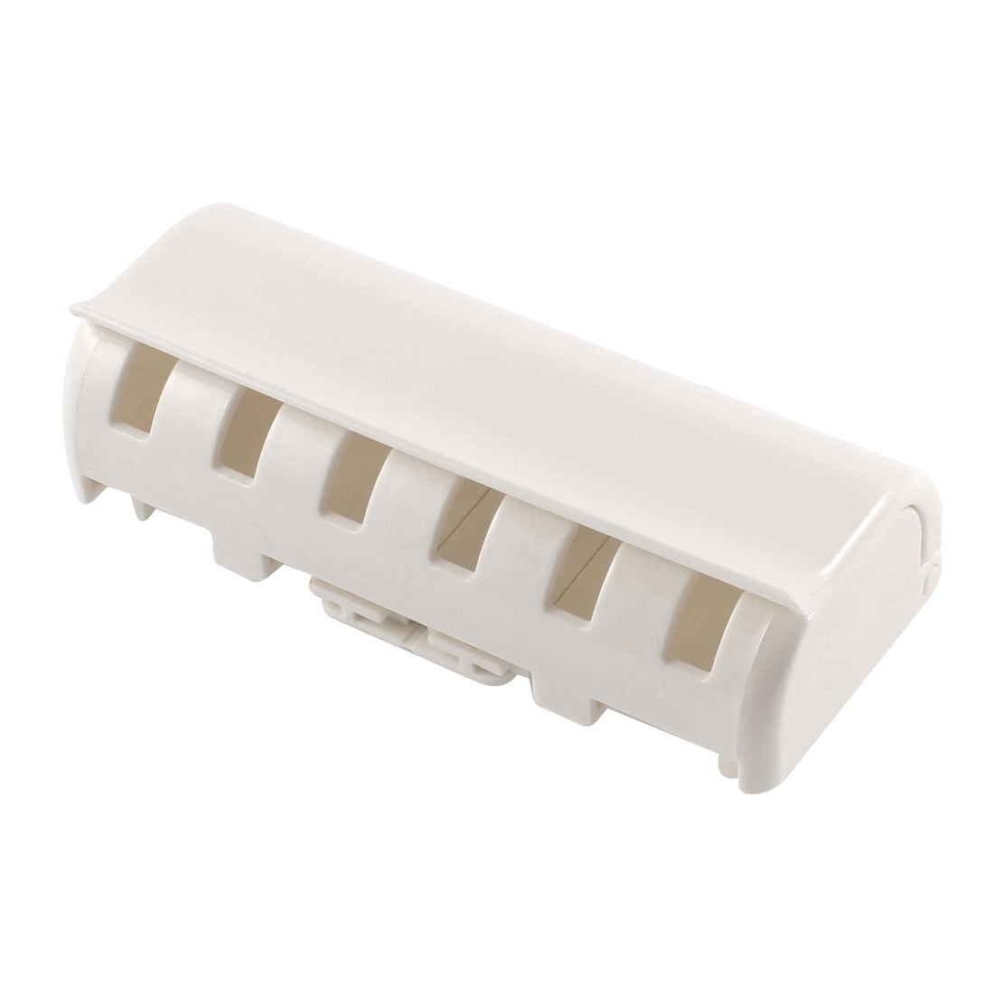 Unique Bargains Plastic 6 Capacity Wall Mount Toothbrush Holder Shelf White w Sticker