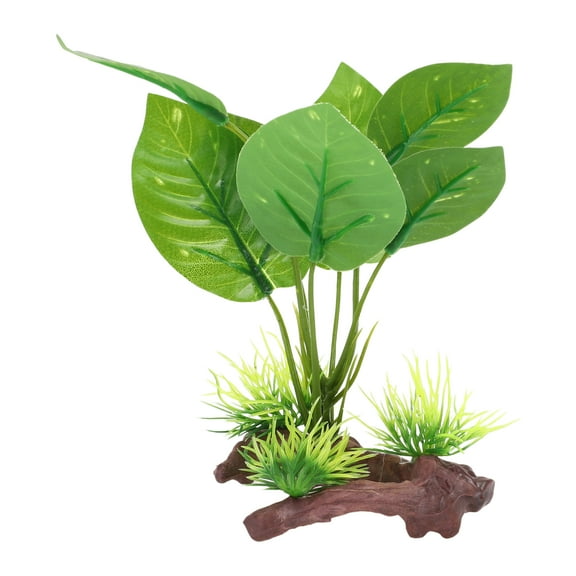 Unique Bargains Plastic Aquarium Plants Fish Tank Accessories Plants for Aquarium Decorations Green Deep Brown