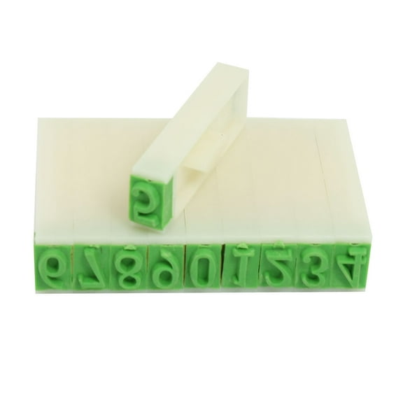 Unique Bargains Plastic Digits Arabic Numerals Numbers Stamp Office Stationery Beige Green