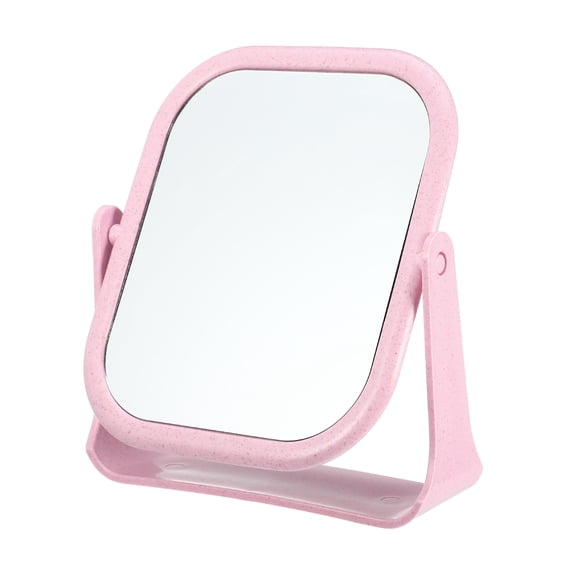 Unique Bargains Plastic Double Sided 360° Rotating Makeup Mirror for Women Pink