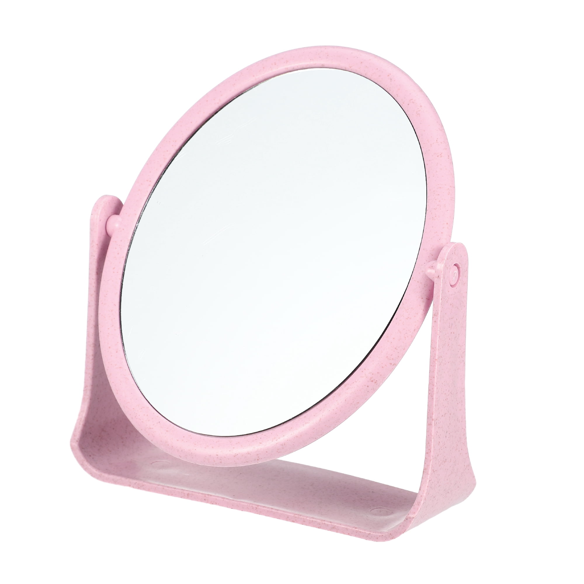 Unique Bargains Plastic Double Sided Round Makeup Mirror 360° Rotating Beauty Mirror Pink