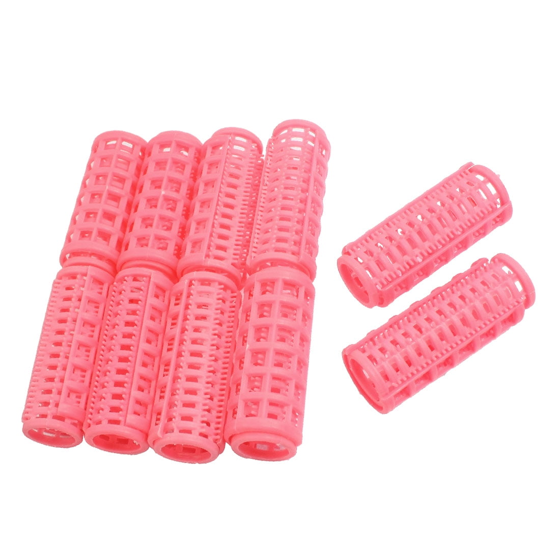 Unique Bargains Plastic Hair Rollers Curlers for Short Long Hair DIY Pink 10 Pcs
