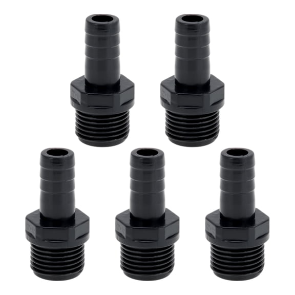 Unique Bargains Plastic Hose Barb Fitting 15/32" 1"BSPT Male Thread Straight Pipe Connector 5 Pcs