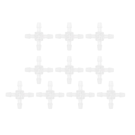 Unique Bargains Plastic Hose Barb Fitting 3/32" OD Barb Cross 4 Way Pipe Connector Clear 10 Pcs