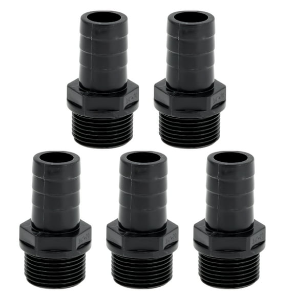 Unique Bargains Plastic Hose Barb Fitting 25/32" 3/4"BSPT Male Thread Straight Pipe Connector 5 Pcs