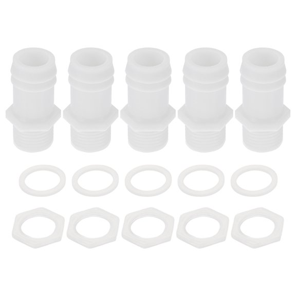 Unique Bargains Plastic Hose Barb Fitting 25/32" Hose ID G1/2 Male Barb Hose Connector PP 1 Set