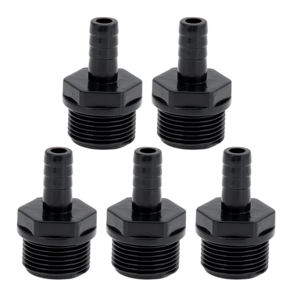 Unique Bargains Plastic Hose Barb Fitting 25/64" 3/4"BSPT Male Thread Straight Pipe Connector 5 Pcs