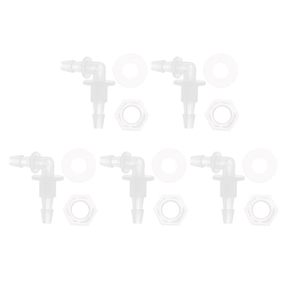 Unique Bargains Plastic Hose Barb Fitting 3/16" Hose 90 Degree Elbow Connectors Aquarium Tank Air Pump PP Clear 1 Set