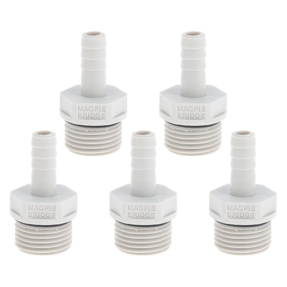 Unique Bargains Plastic Hose Barb Fitting 5/16" 1/2"G Male Thread Straight Pipe Connector Gray White 5 Pcs