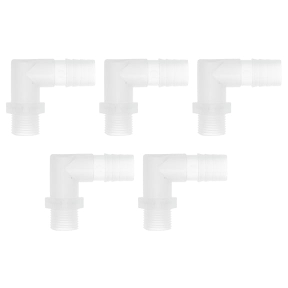 Unique Bargains Plastic Hose Barb Fitting 9/16" Hose Barb G3/8 Male NPT Elbow Barbed Adapter Aquarium PP Clear 5 Pcs