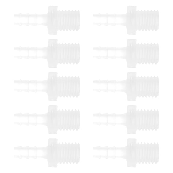 Unique Bargains Plastic Hose Barb Fittings, 15/64" Barb M12 External Thread Adapter Connector PP Clear, 10 Pcs