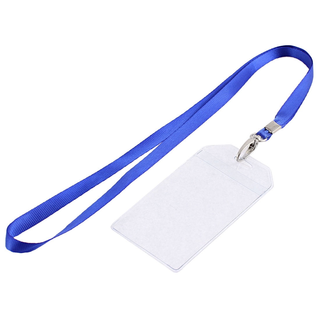 Unique Bargains Plastic ID Card Holder Lanyard Name School Office Bank  Students Stationery Blue w Neck Strap