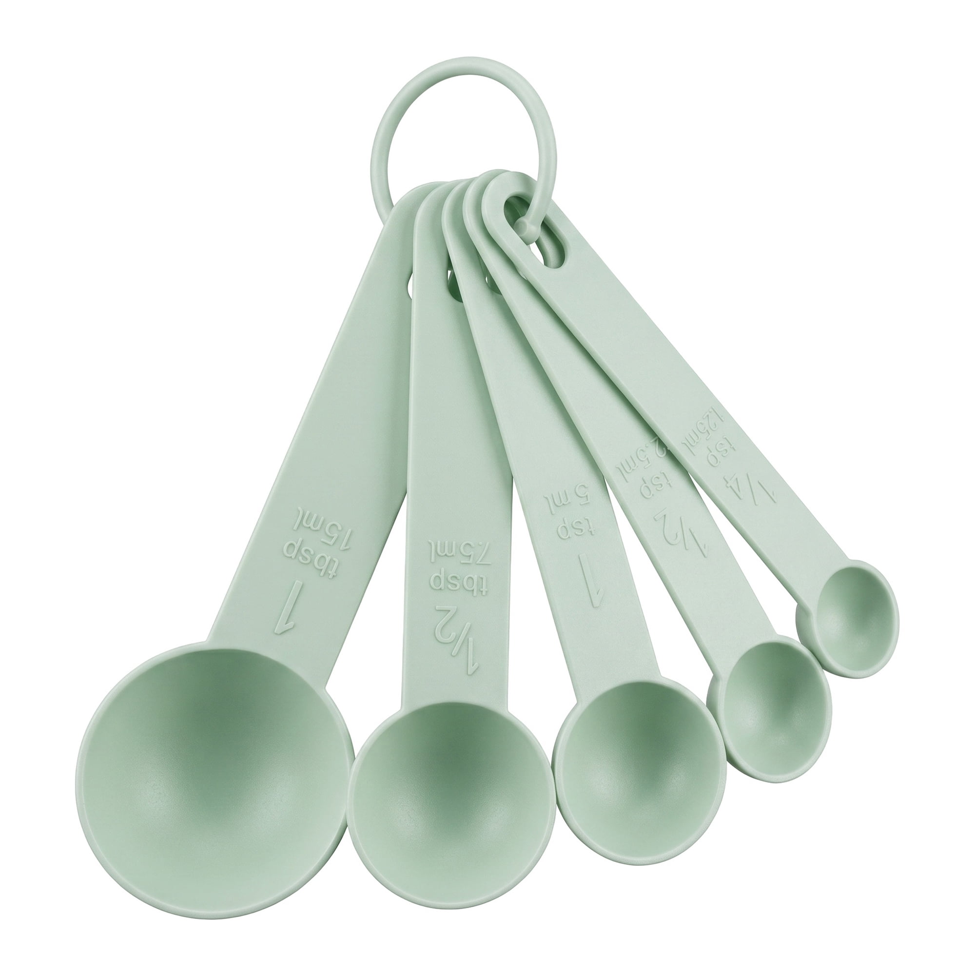 Unique Bargains Plastic Measuring Spoons for Dry Ingredients Light Green 5Pcs