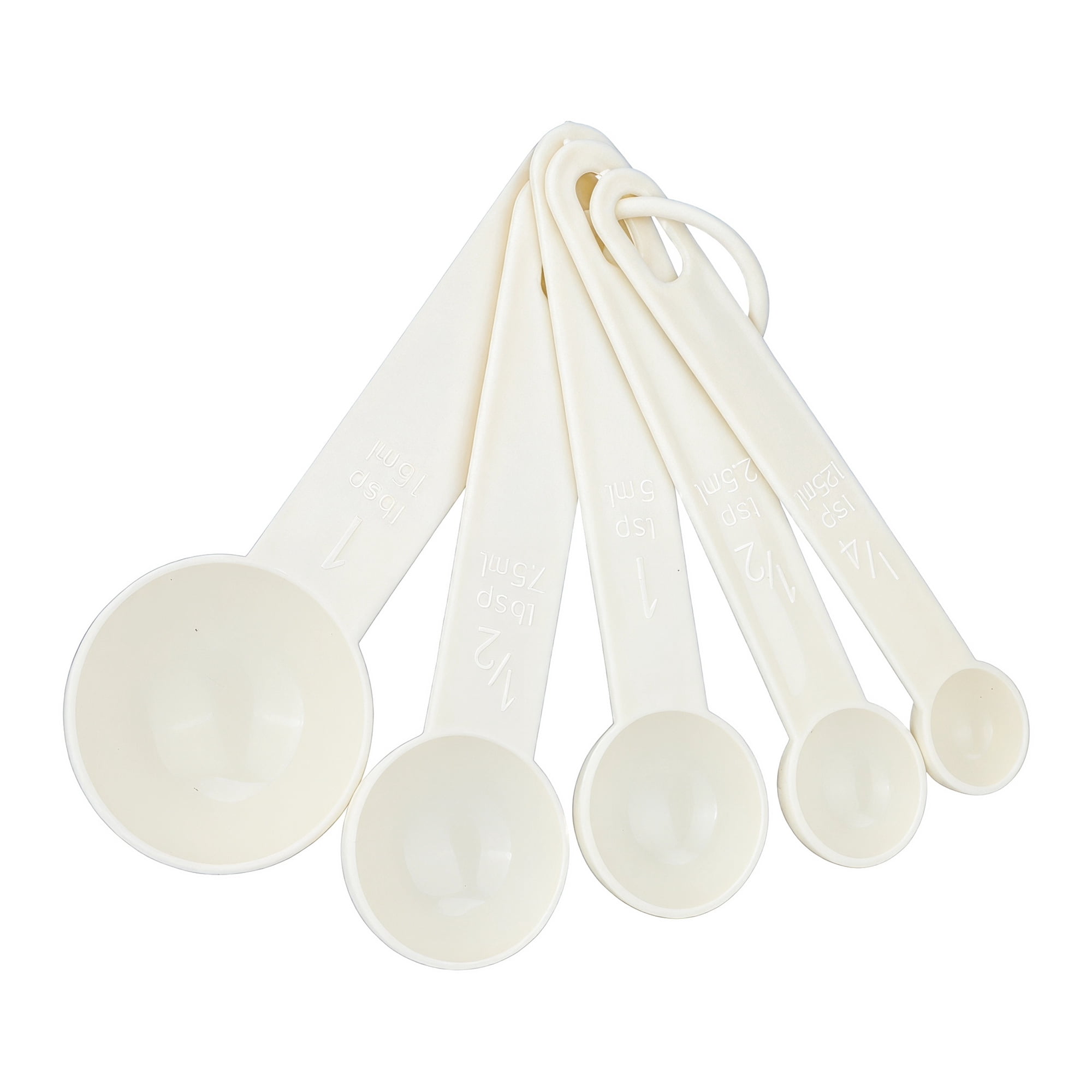 Unique Bargains Plastic Measuring Spoons for Dry Ingredients White 5Pcs