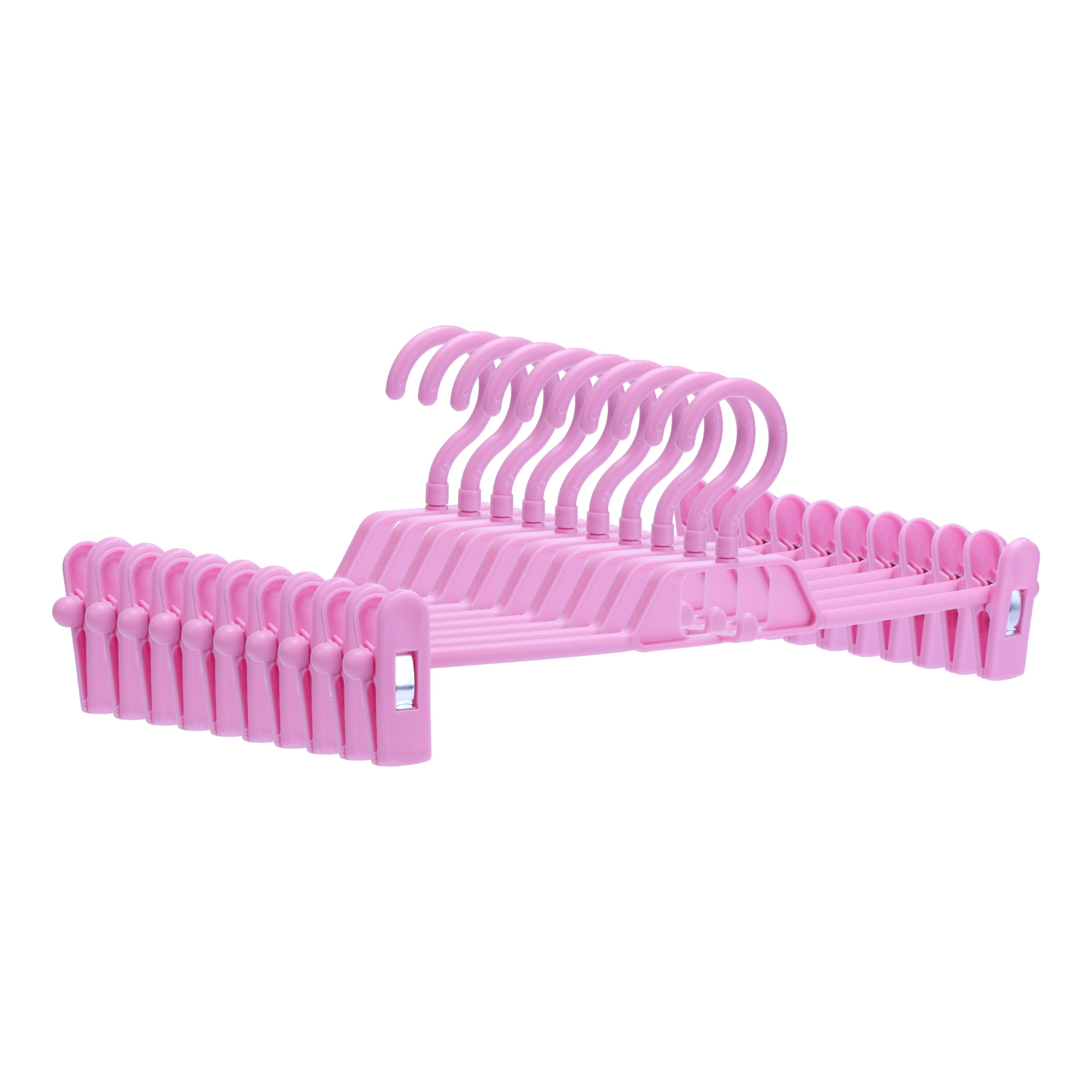 Unique Bargains Plastic Non-Slip Hangers Clothes Hangers with Pinch Clips 10 Packs Pink