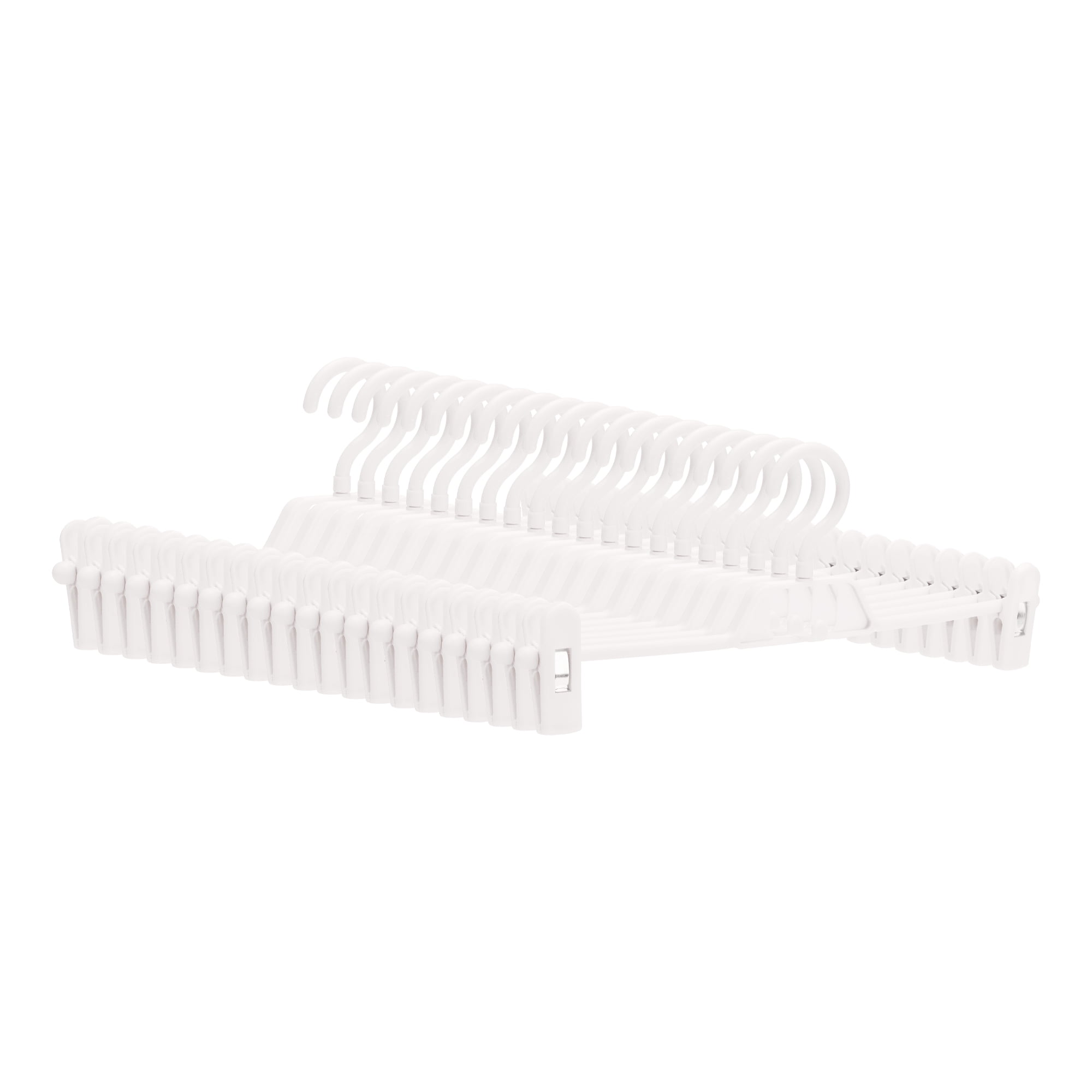Unique Bargains Plastic Non-Slip Hangers Clothes Hangers with Pinch Clips 10 Packs White